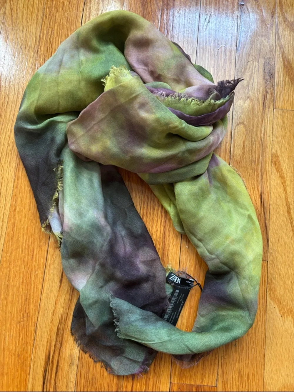 Zara Watercolor Ombré Scarf – Green & Purple